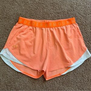 Womens Under Armour Orange and White Shorts
